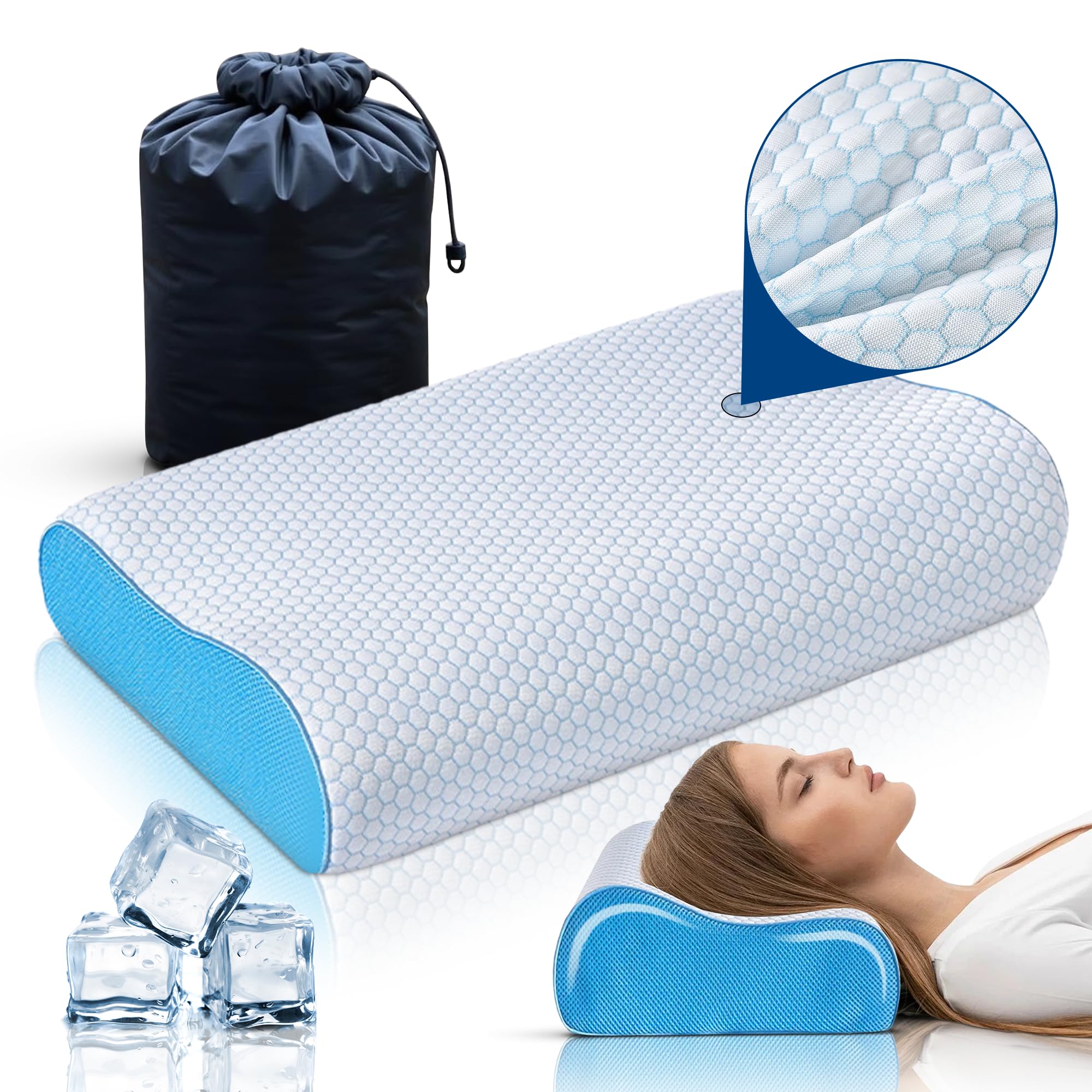 Amazon.com: Cloud 9 Travel Memory Foam Wave Pillow with Cooling